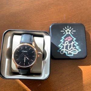 NWT Men’s Fossil Watch - Black Leather